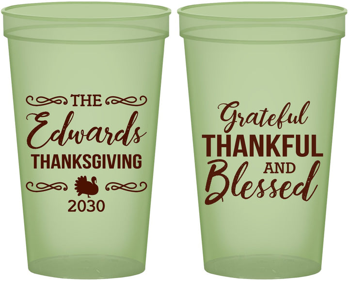 Custom Thanksgiving 22 oz Glow In The Dark Cups - Grateful Blessed | 260030