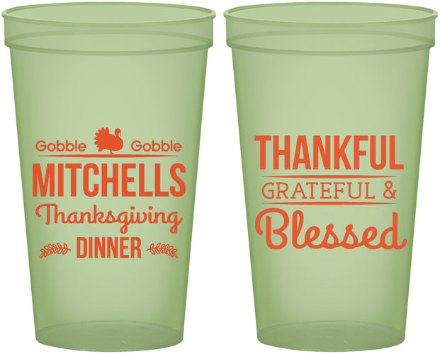 Custom Thanksgiving 22 oz Glow In The Dark Cups - Thankful Blessed | 260032