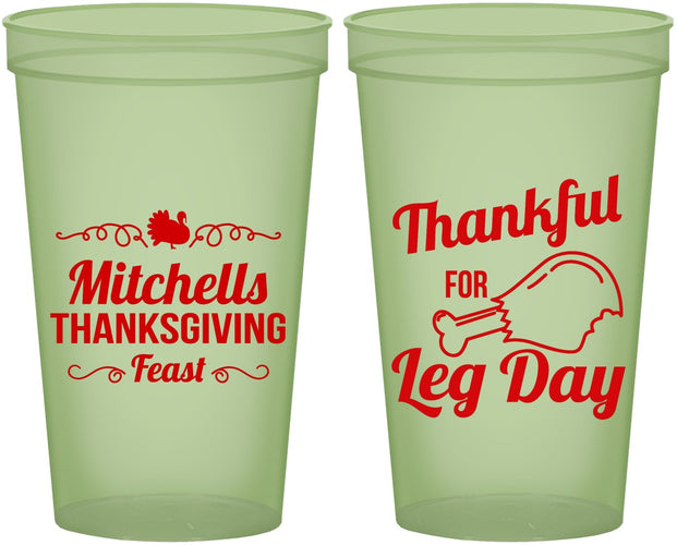Custom Thanksgiving 22 oz Glow In The Dark Cups - Leg Day | 260033