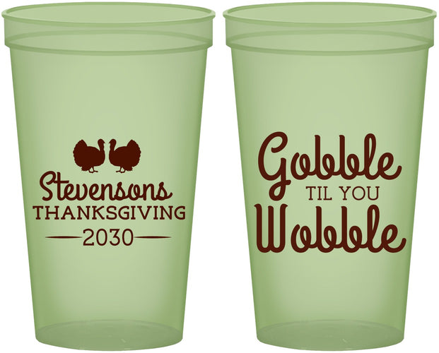 Custom Thanksgiving 22 oz Glow In The Dark Cups - Gobble Til You Wobble | 260034
