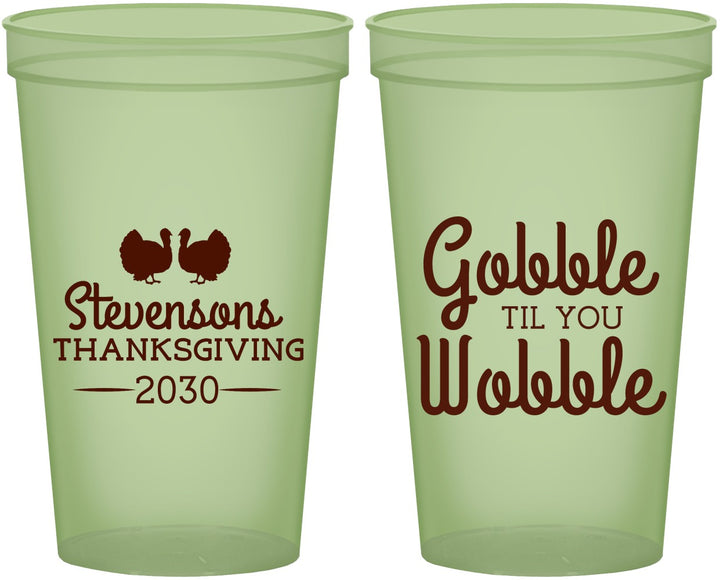Custom Thanksgiving 22 oz Glow In The Dark Cups - Gobble Til You Wobble | 260034
