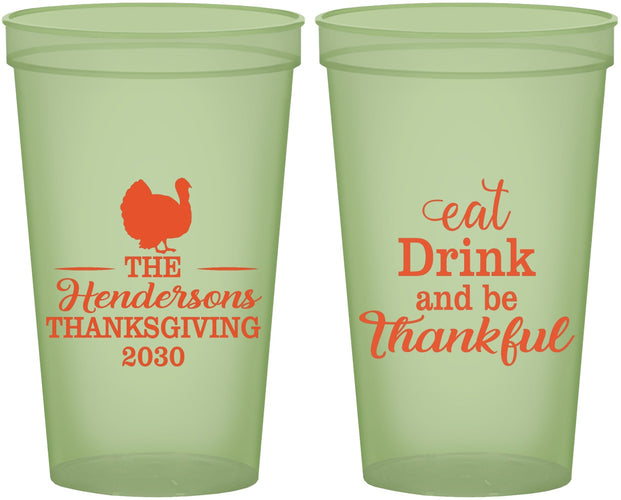Custom Thanksgiving 22 oz Glow In The Dark Cups - Eat Drink Thankful | 260036