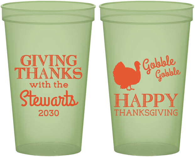 Custom Thanksgiving 22 oz Glow In The Dark Cups - Gobble Gobble | 260040