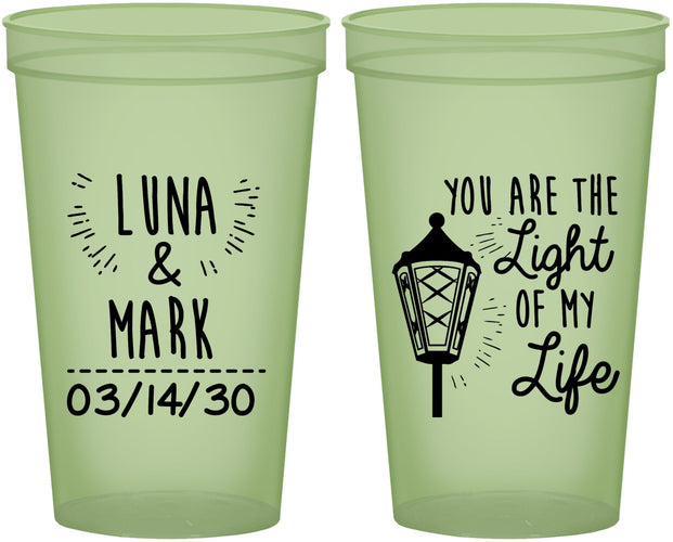 Custom Wedding 22 oz Glow In The Dark Cups - You Are The Light Of My Life | 261