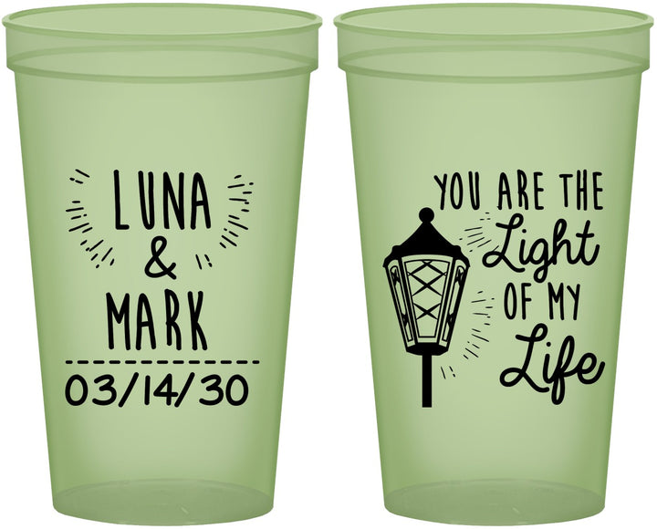 Custom Wedding 22 oz Glow In The Dark Cups - You Are The Light Of My Life | 261