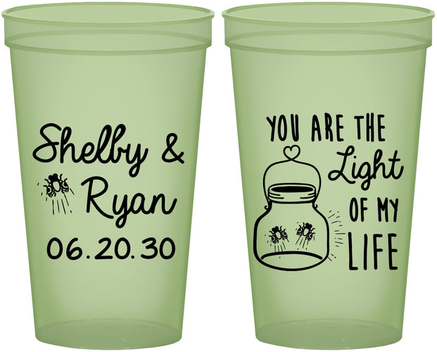 Custom Wedding 22 oz Glow In The Dark Cups - You Are The Light Of My Life | 262
