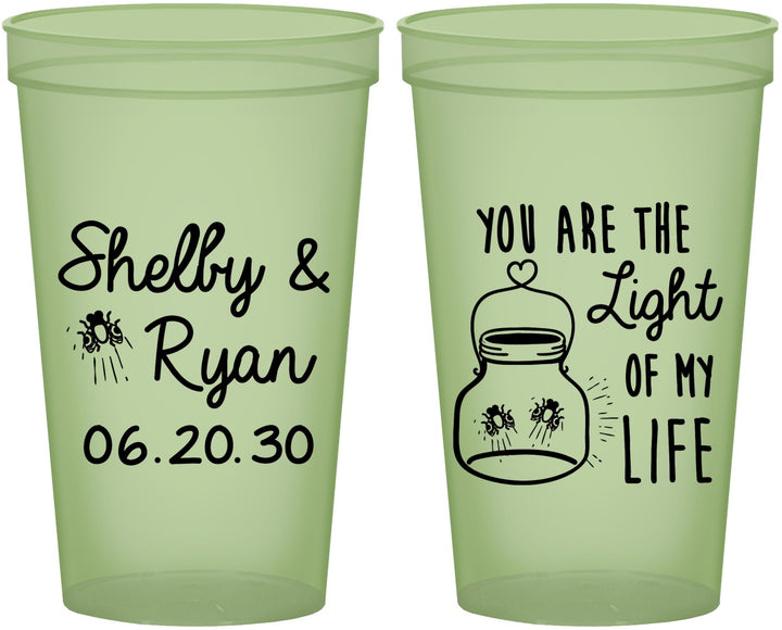 Custom Wedding 22 oz Glow In The Dark Cups - You Are The Light Of My Life | 262