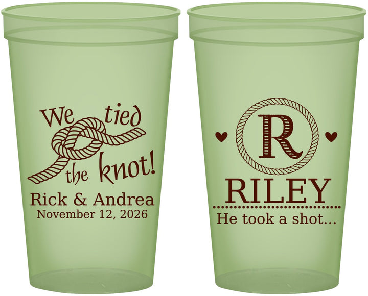 Custom Wedding 22 oz Glow In The Dark Cups - We Tied The Knot | 263