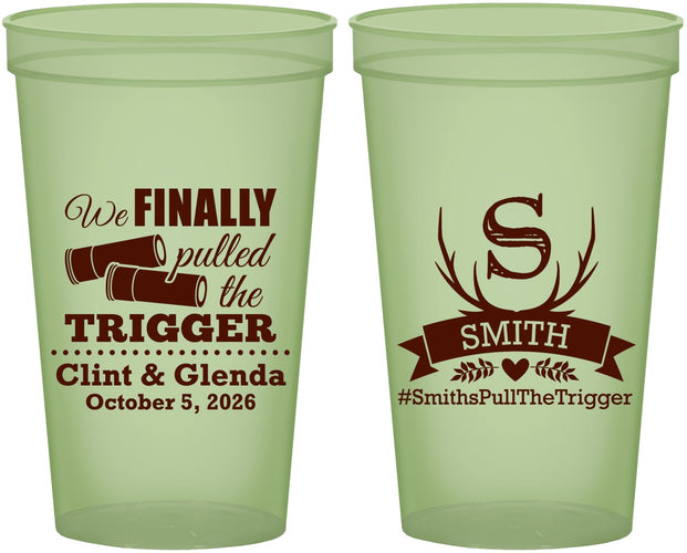 Custom Wedding 22 oz Glow In The Dark Cups - Finally Pull The Trigger | 264