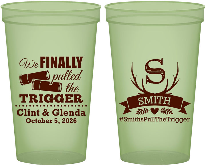 Custom Wedding 22 oz Glow In The Dark Cups - Finally Pull The Trigger | 264