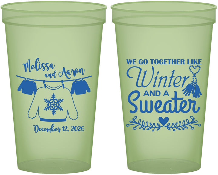 Custom Wedding 22 oz Glow In The Dark Cups - Christmas Sweater | 265