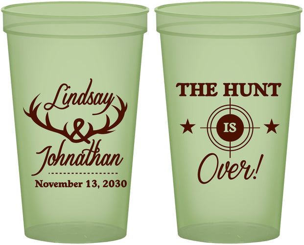 Custom Wedding 22 oz Glow In The Dark Cups - The Hunt Is Over | 266