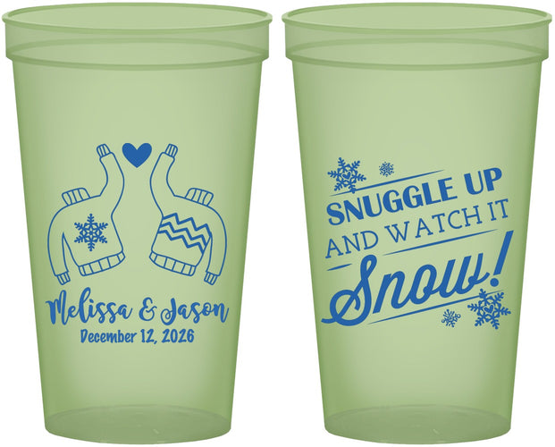 Custom Wedding 22 oz Glow In The Dark Cups - Christmas Snow | 268