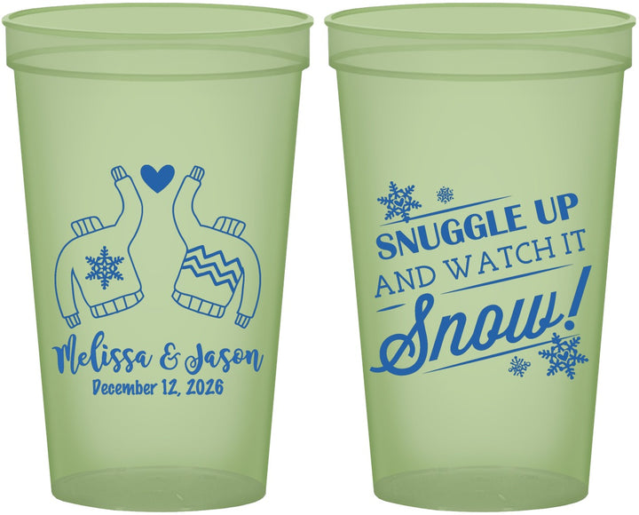Custom Wedding 22 oz Glow In The Dark Cups - Christmas Snow | 268
