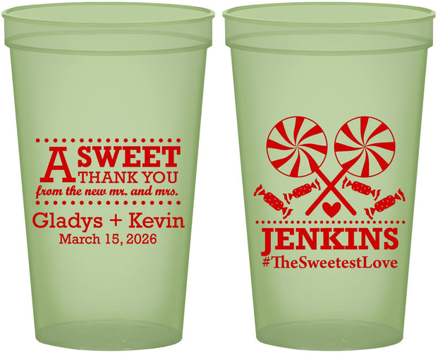 Custom Wedding 22 oz Glow In The Dark Cups - Sweet Thank You | 269