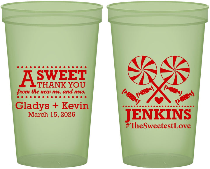 Custom Wedding 22 oz Glow In The Dark Cups - Sweet Thank You | 269