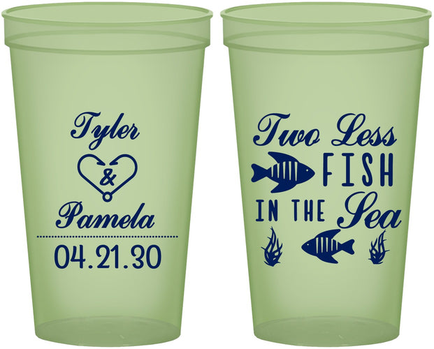 Custom Wedding 22 oz Glow In The Dark Cups - Two Less Fish In The Sea | 270