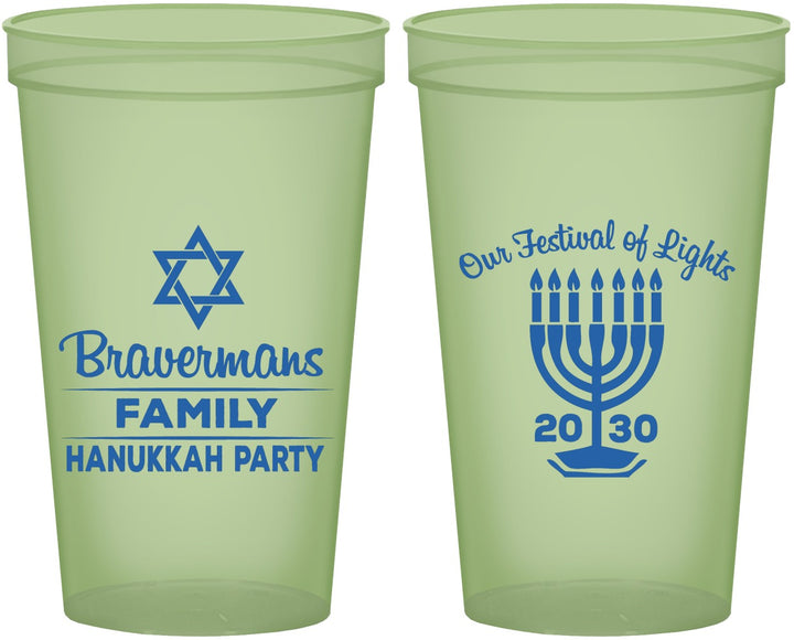 Custom Hanukkah 22 oz Glow In The Dark Cups - Festival Of Lights | 270005