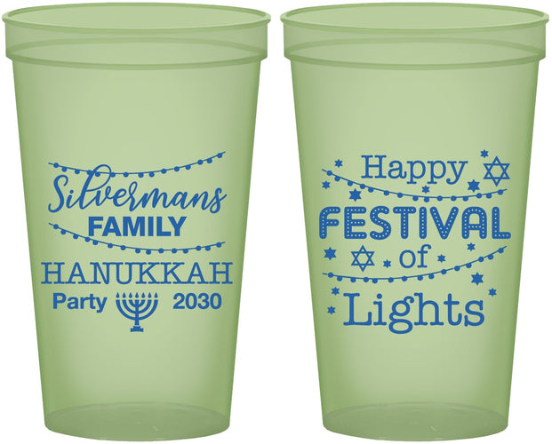 Custom Hanukkah 22 oz Glow In The Dark Cups - Festival Of Lights | 270006