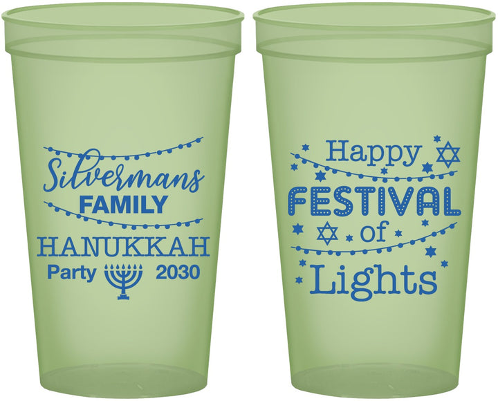 Custom Hanukkah 22 oz Glow In The Dark Cups - Festival Of Lights | 270006
