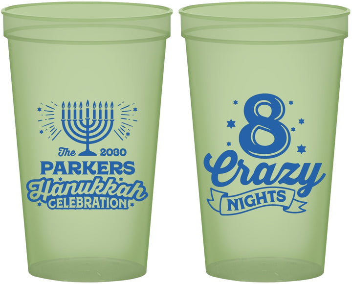 Custom Hanukkah 22 oz Glow In The Dark Cups - Eight Crazy Nights | 270010