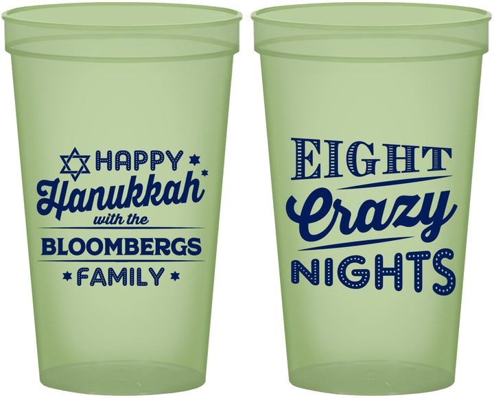 Custom Hanukkah 22 oz Glow In The Dark Cups - Eight Crazy Nights | 270011