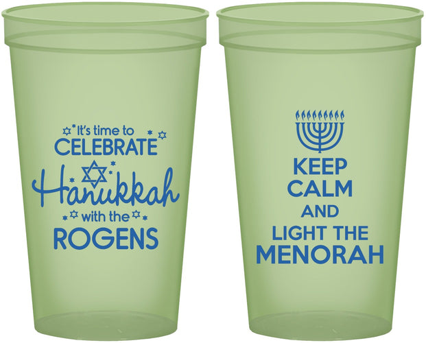 Custom Hanukkah 22 oz Glow In The Dark Cups - Menorah | 270013