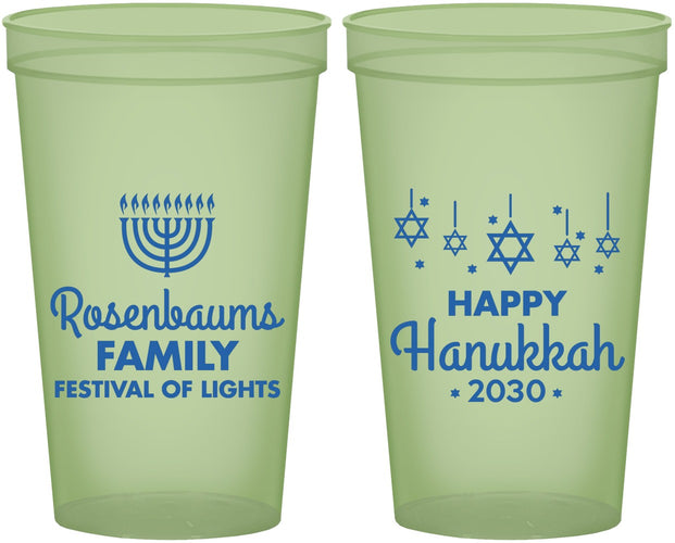 Custom Hanukkah 22 oz Glow In The Dark Cups - Menorah | 270016