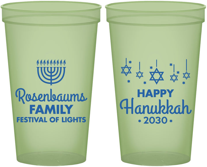 Custom Hanukkah 22 oz Glow In The Dark Cups - Menorah | 270016