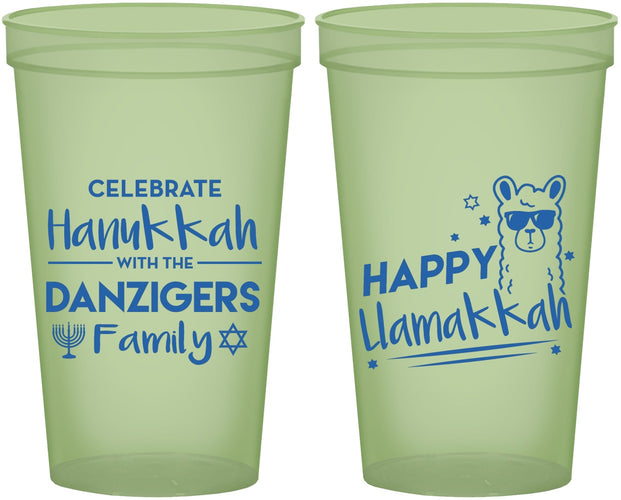 Custom Hanukkah 22 oz Glow In The Dark Cups - Llamakkah | 270018