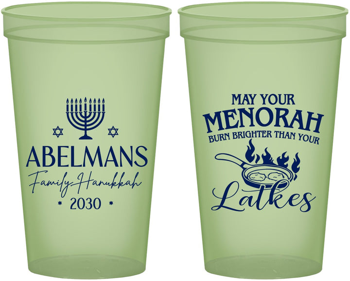 Custom Hanukkah 22 oz Glow In The Dark Cups - Menorah Latkes | 270019