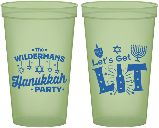 Custom Hanukkah 22 oz Glow In The Dark Cups - Lets Get Lit | 270022