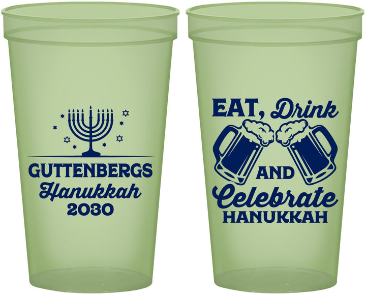 Custom Hanukkah 22 oz Glow In The Dark Cups - Menorah | 270023