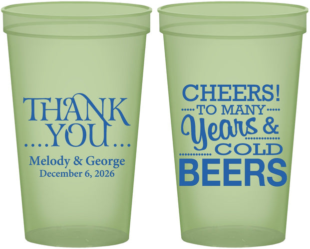 Custom Wedding 22 oz Glow In The Dark Cups - Cheers Years Cold Beers | 271