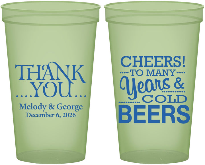 Custom Wedding 22 oz Glow In The Dark Cups - Cheers Years Cold Beers | 271