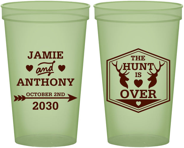 Custom Wedding 22 oz Glow In The Dark Cups - The Hunt Is Over | 272