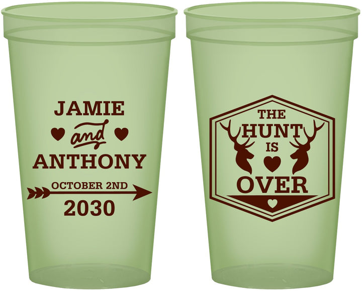 Custom Wedding 22 oz Glow In The Dark Cups - The Hunt Is Over | 272
