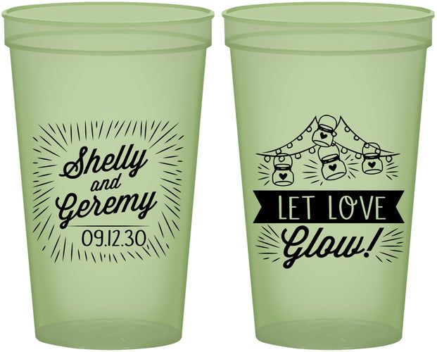 Custom Wedding 22 oz Glow In The Dark Cups - Let Love Glow | 273