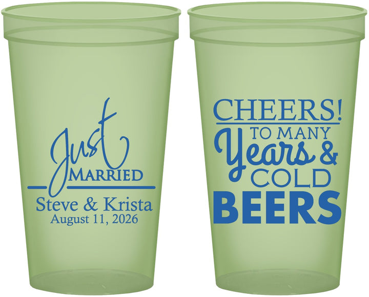 Custom Wedding 22 oz Glow In The Dark Cups - Cheers Years Cold Beers | 274