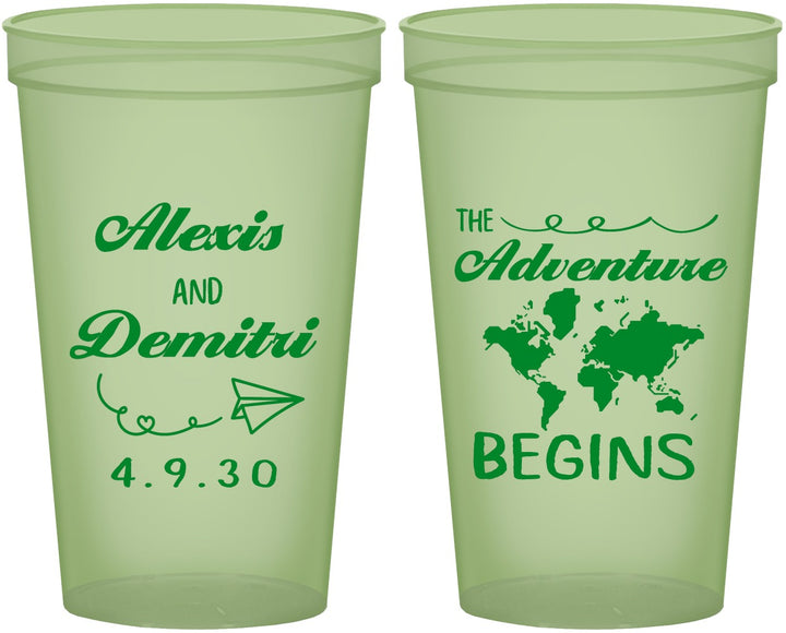 Custom Wedding 22 oz Glow In The Dark Cups - The Adventure Begins | 276