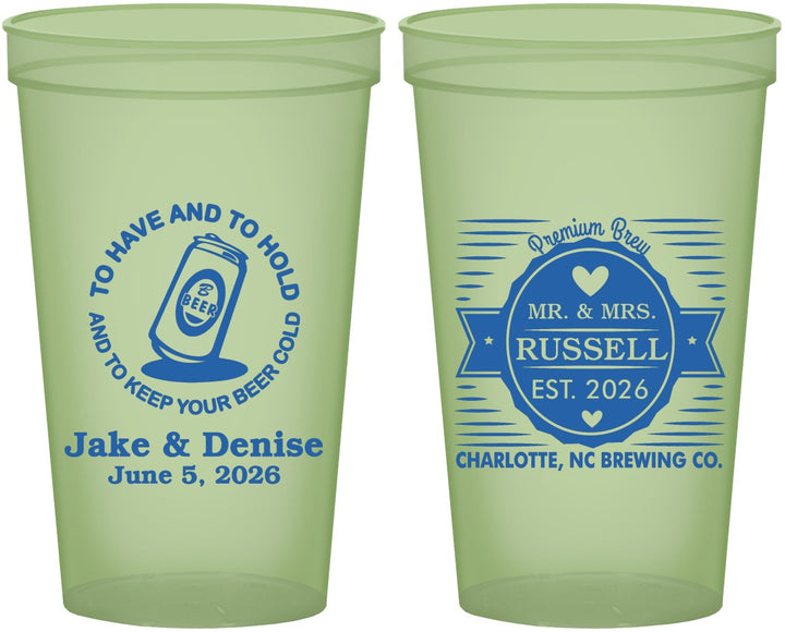 Custom Wedding 22 oz Glow In The Dark Cups - To Have And To Hold | 279