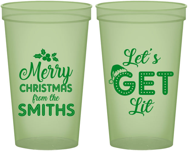 Custom Christmas 22 oz Glow In The Dark Cups - Lets Get Lit | 280001