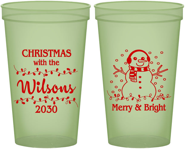 Custom Christmas 22 oz Glow In The Dark Cups - Snowman | 280002