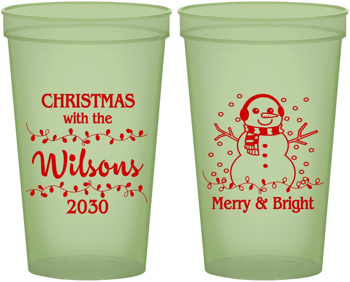 Custom Christmas 22 oz Glow In The Dark Cups - Snowman | 280002