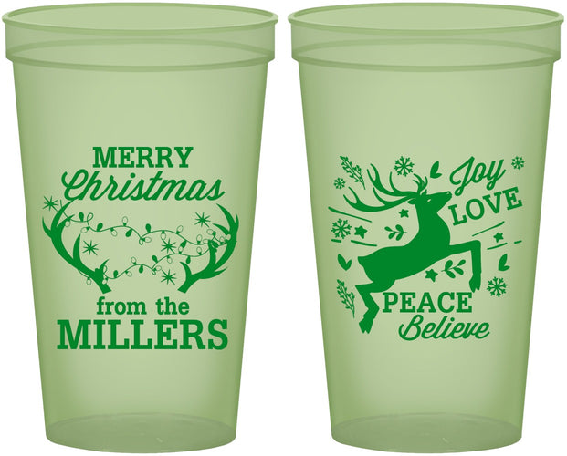 Custom Christmas 22 oz Glow In The Dark Cups - Reindeer | 280003