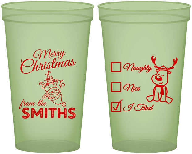Custom Christmas 22 oz Glow In The Dark Cups - Naughty Or Nice | 280004