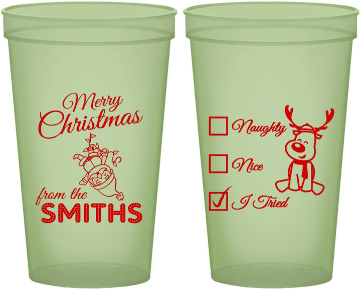 Custom Christmas 22 oz Glow In The Dark Cups - Naughty Or Nice | 280004