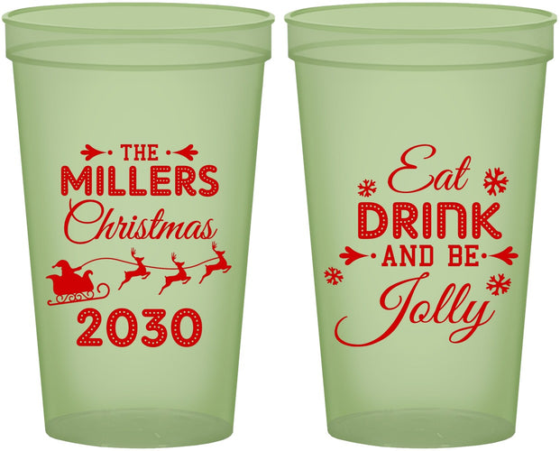 Custom Christmas 22 oz Glow In The Dark Cups - Eat Drink And Be Jolly | 280010
