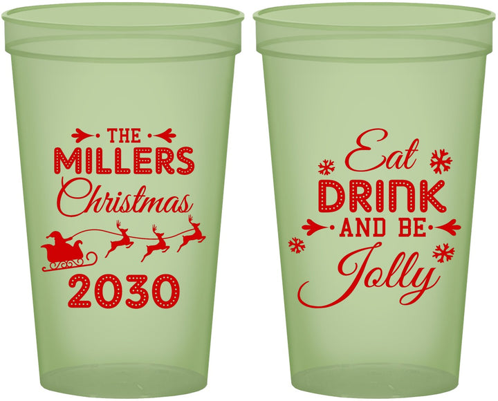 Custom Christmas 22 oz Glow In The Dark Cups - Eat Drink And Be Jolly | 280010