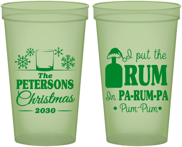 Custom Christmas 22 oz Glow In The Dark Cups - Pa Rum Pa | 280013